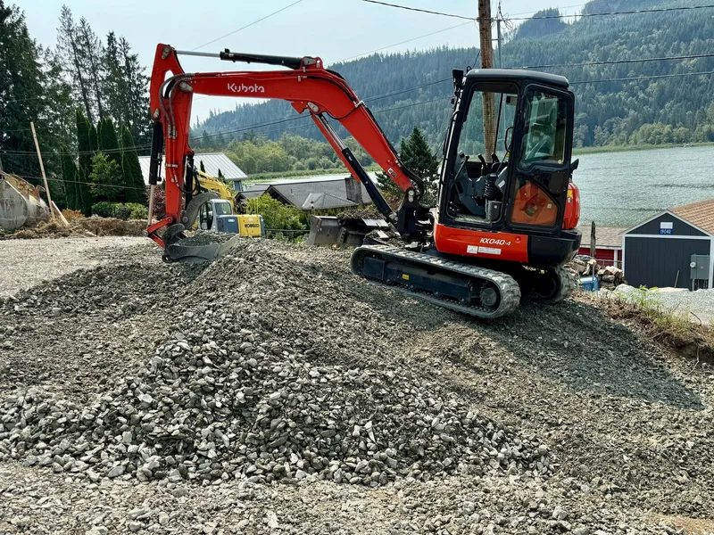 landscaping company excavating a yard